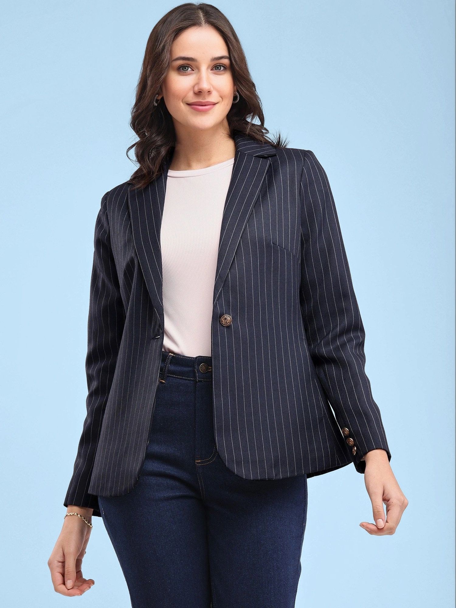 fable street Single Breasted Blazer - Navy Blue-picture-40