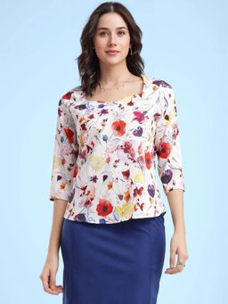 FableStreet - Multi-Color Sweetheart Neck Top