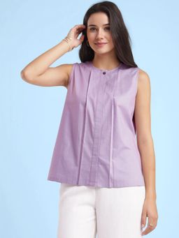 FableStreet - Lilac Cotton Linen Top