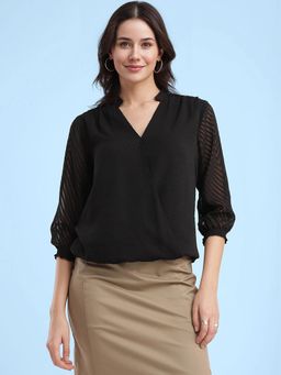 FableStreet - Black Three Fourth Sleeves Top