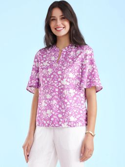 FableStreet - Lilac & White Floral Print Top