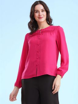 FableStreet - Fuchsia Round Neck Top