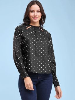 FableStreet - Black Polka Print Top