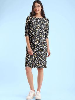 FableStreet - Floral Print Shift Dress - Multicolor