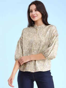 FableStreet - Cotton Paisley Top Green