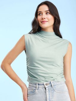 FableStreet - Ruched Top Sap Green