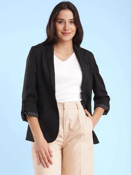 FABLE STREET - Womens Black Single Breasted Blazer