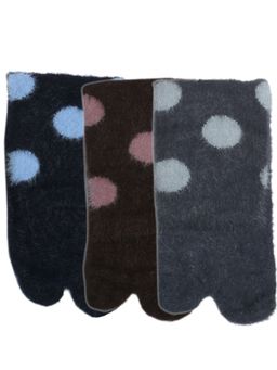 NEXT2SKIN - Women'S Fur Winter Ankle Thumb Socks with Polka Dots -Multi-Color (Pack Of 3)