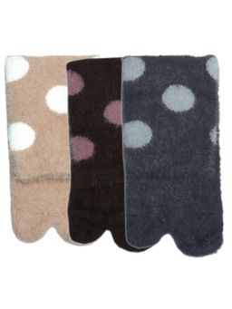 NEXT2SKIN - Women'S Fur Winter Ankle Thumb Socks with Polka Dots -Multi-Color (Pack Of 3)