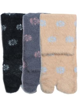 NEXT2SKIN - Women'S Fur Winter Ankle Thumb Socks with Floral Pattern -Multi-Color (Pack Of 3)