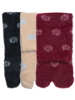 NEXT2SKIN - Women'S Fur Winter Ankle Thumb Socks with Floral Pattern -Multi-Color (Pack Of 3)