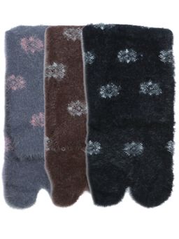 NEXT2SKIN - Women'S Fur Winter Ankle Thumb Socks with Floral Pattern -Multi-Color (Pack Of 3)