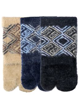 NEXT2SKIN - Women's Fur Winter Ankle Thumb Socks With Argyle Knit Pattern -Multi-Color (Pack of 3)