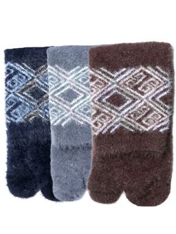 NEXT2SKIN - Women's Fur Winter Ankle Thumb Socks With Argyle Knit Pattern -Multi-Color (Pack of 3)