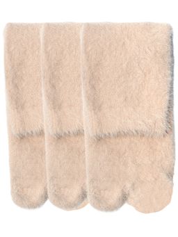 NEXT2SKIN - Women's Fur Winter Ankle Thumb Socks-Beige (Pack of 3)