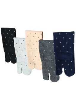 NEXT2SKIN - Women's Woollen Winter Ankle Thumb Socks With Dotted Pattern-Multi-Color (Pack of 5)
