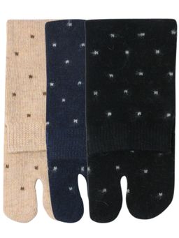 NEXT2SKIN - Women's Woollen Winter Ankle Thumb Socks With Dotted Motif-Multi-Color (Pack of 3)