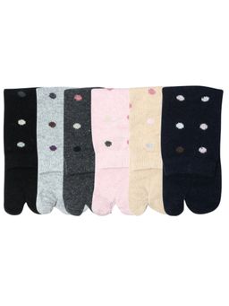 NEXT2SKIN - Women's Winter Ankle Thumb Socks With Multicolour Dots Pattern-Multi-Color (Pack of 6)