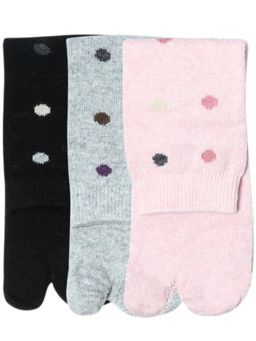 NEXT2SKIN - Women's Winter Ankle Thumb Socks With Multicolour Dots Pattern-Multi-Color (Pack of 3)