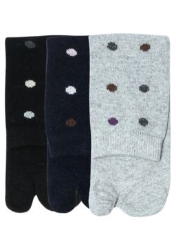 NEXT2SKIN - Women's Winter Ankle Thumb Socks With Multicolour Dots Pattern-Multi-Color (Pack of 3)