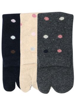 NEXT2SKIN - Women's Winter Ankle Thumb Socks With Multicolour Dots Pattern-Multi-Color (Pack of 3)