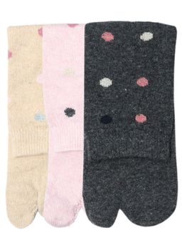 NEXT2SKIN - Women's Winter Ankle Thumb Socks With Multicolour Dots Pattern-Multi-Color (Pack of 3)