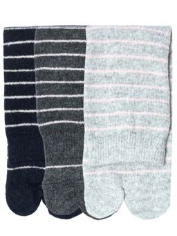 NEXT2SKIN - Women's Woollen Winter Ankle Thumb Socks With Thin Stripes-Multi-Color (Pack of 3)