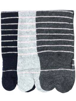 NEXT2SKIN - Women's Woollen Winter Ankle Thumb Socks With Thin Stripes-Multi-Color (Pack of 3)