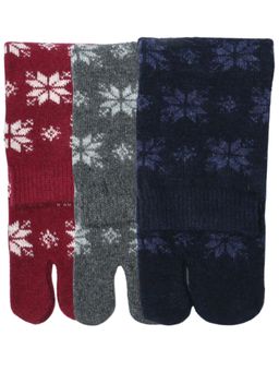 NEXT2SKIN - Women'S Winter Ankle Thumb Socks with Snowflake Pattern -Multi-Color (Pack Of 3)