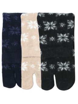 NEXT2SKIN - Women'S Winter Ankle Thumb Socks with Snowflake Pattern -Multi-Color (Pack Of 3)