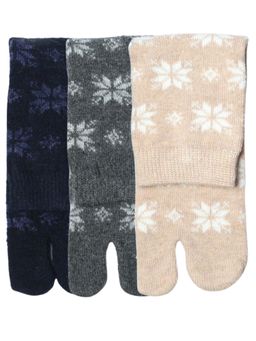 NEXT2SKIN - Women'S Winter Ankle Thumb Socks with Snowflake Pattern -Multi-Color (Pack Of 3)