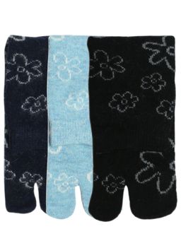 NEXT2SKIN - Women'S Woollen Winter Ankle Thumb Socks with Flower Pattern -Multi-Color (Pack Of 3)