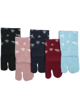 NEXT2SKIN - Women'S Winter Ankle Thumb Socks with Winter Themed Pattern -Multi-Color (Pack Of 5)