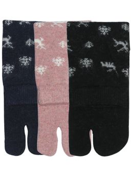 NEXT2SKIN - Women'S Winter Ankle Thumb Socks with Winter Themed Pattern -Multi-Color (Pack Of 3)