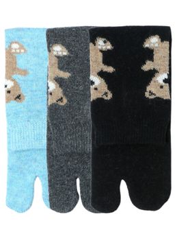 NEXT2SKIN - Women's Winter Ankle Thumb Socks With Teddy Bear Motif-Multi-Color (Pack of 3)