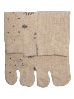 NEXT2SKIN - Women'S Woollen Thermal Winter Ankle Thumb Socks -Beige (Pack Of 3)