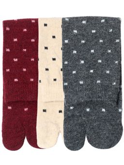 NEXT2SKIN - Women's Winter Ankle Thumb Socks With Square Dot Pattern-Multi-Color (Pack of 3)