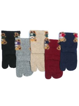 NEXT2SKIN - Women'S Woollen Winter Ankle Thumb Socks with Teddy Pattern -Multi-Color (Pack Of 5)