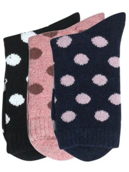 NEXT2SKIN - Women'S Woollen Winter Ankle Socks with Polka Dot Pattern -Multi-Color (Pack Of 3)