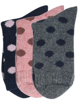 NEXT2SKIN - Women'S Woollen Winter Ankle Socks with Polka Dot Pattern -Multi-Color (Pack Of 3)
