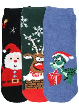 NEXT2SKIN - Women'S Winter Ankle Socks with Christmas Themed Pattern -Multi-Color (Pack Of 3)