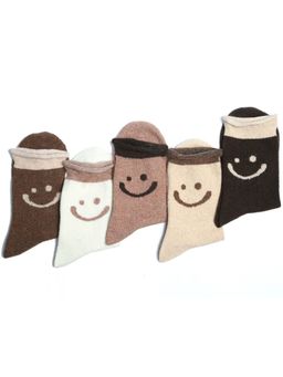 NEXT2SKIN - Women'S Ankle Length Winter Socks with Smiley Fun Pattern -Multi-Color (Pack Of 5)