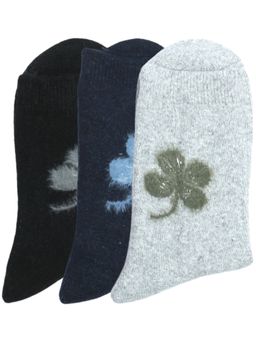 NEXT2SKIN - Women'S Ankle Length Winter Socks with Flower Pattern -Multi-Color (Pack Of 3)