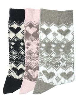 NEXT2SKIN - Women'S Woollen Winter Ankle Socks with Knit Jacquard Pattern-Multi-Color (Pack Of 3)