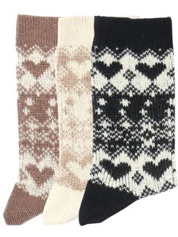 NEXT2SKIN - Women'S Woollen Winter Ankle Socks with Knit Jacquard Pattern-Multi-Color (Pack Of 3)