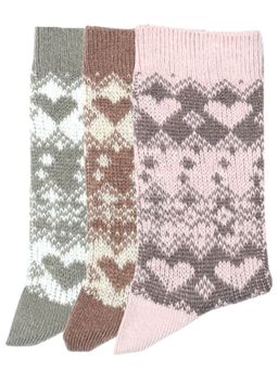 NEXT2SKIN - Women'S Woollen Winter Ankle Socks with Knit Jacquard Pattern-Multi-Color (Pack Of 3)