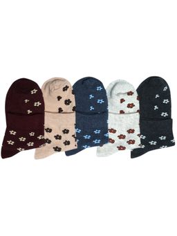 NEXT2SKIN - Women'S Floral Pattern Cotton Ankle Socks -Multi-Color (Pack Of 5)