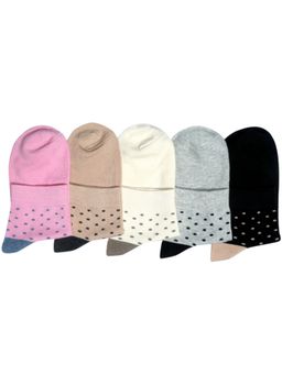 NEXT2SKIN - Women'S Polka Dots Pattern Cotton Ankle Socks -Multi-Color (Pack Of 5)