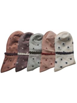 NEXT2SKIN - Women'S Cotton Ankle Socks with Fair Isle Pattern -Multi-Color (Pack Of 5)