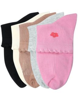 NEXT2SKIN - Women's Cotton Ankle Floral Pattern Thumb Socks -Multi-Color (Pack of 5)